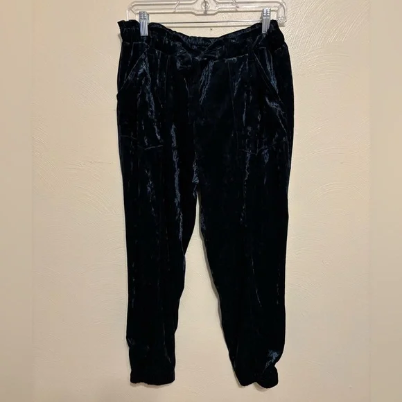 Jolt Green Crushed Velvet Jogger Pants | Size Large - Picture 1 of 8